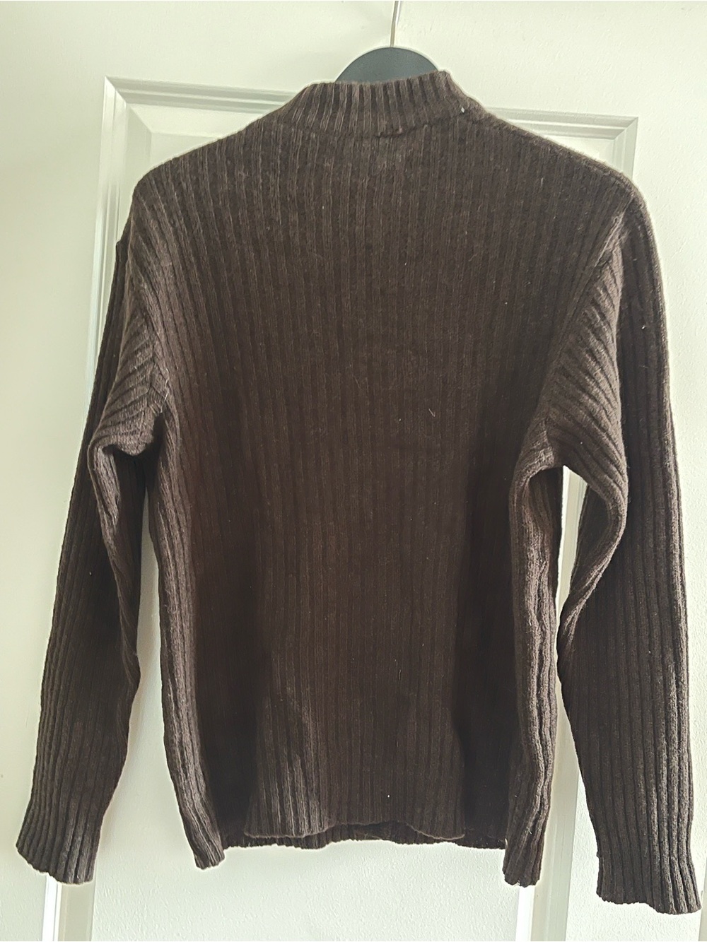 Men's Ribbed Button-Front Sweater Jacket - Brown - Picture 4 of 4